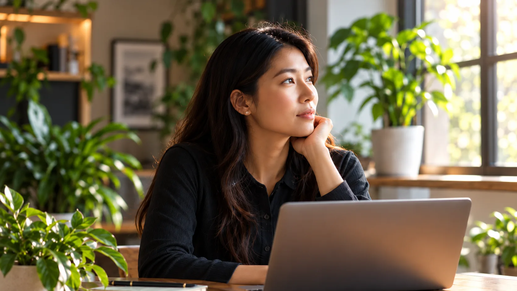 A business professional considering her next priority